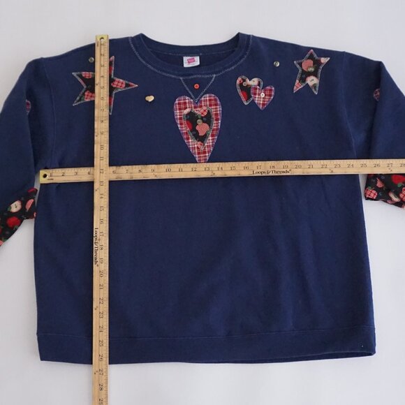 Navy Heart Pattern Women's Sweater - Picture 3 of 11